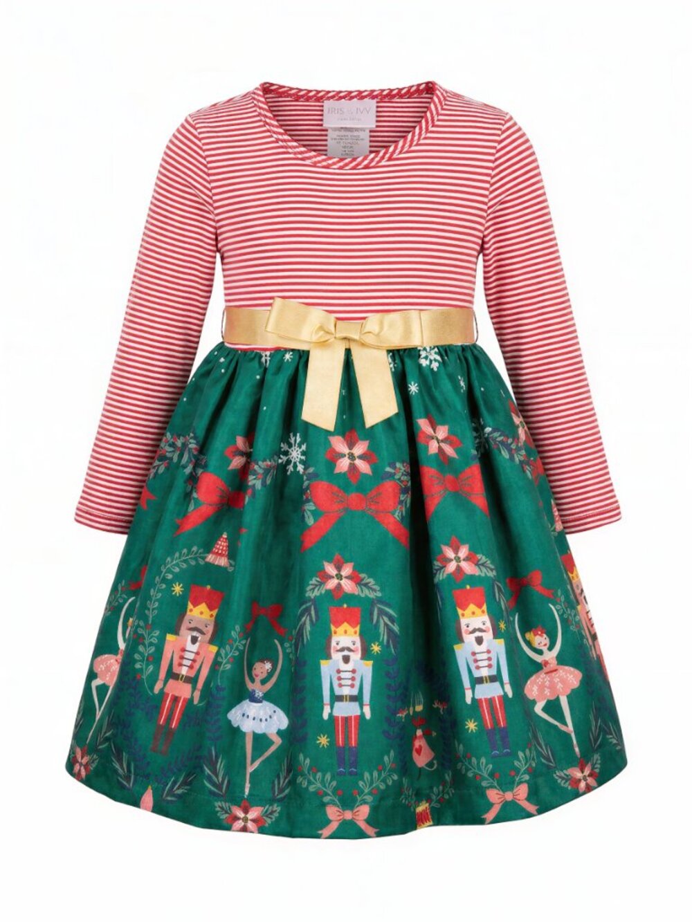 Iris & Ivy Christmas‎ Nutcracker Dress Gold Bow Holiday Outfit 18M Nordstrom